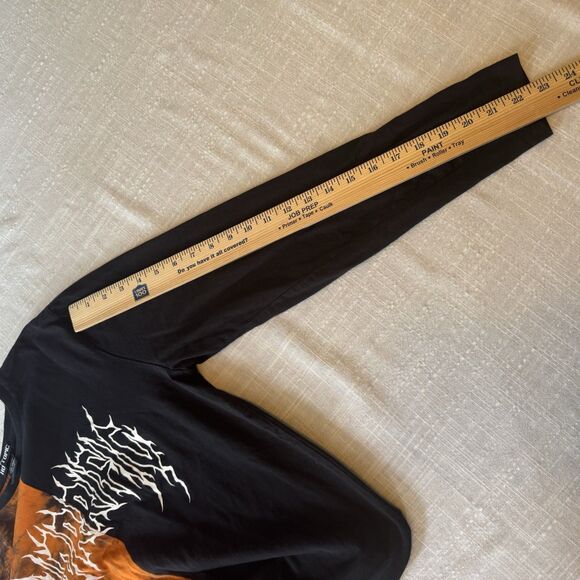 Hot Topic Black & Orange Horrific Split Wash Long-Sleeve T-Shirt Adult Small - Picture 8 of 9
